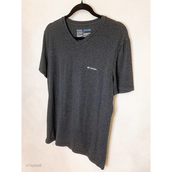 Columbia V Neck Dark Gray Stretch Cotton T Shirt M - Picture 10 of 15